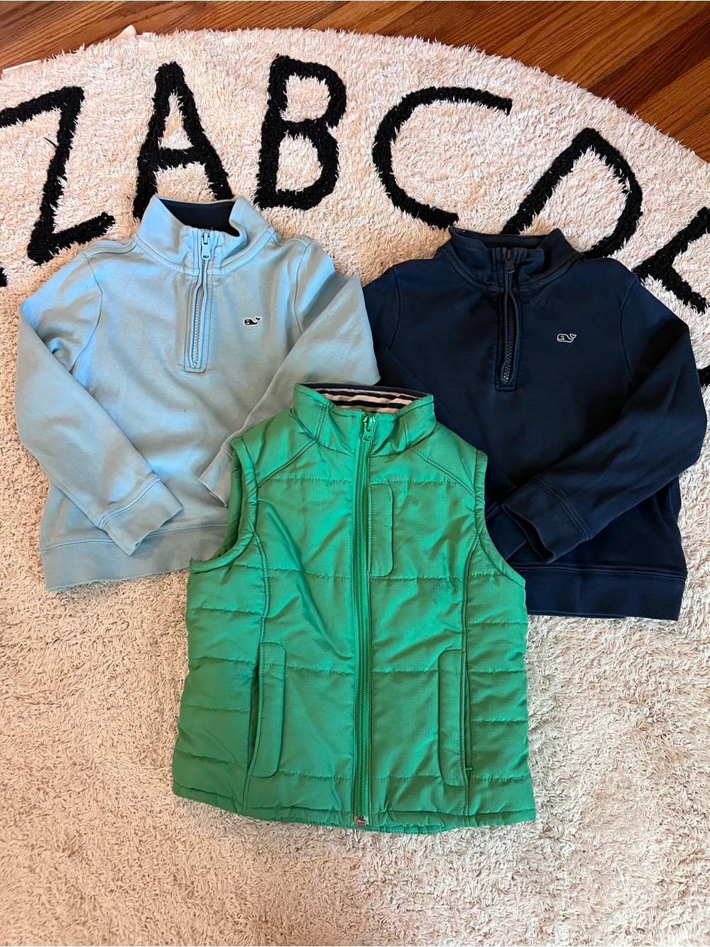 Vineyard Vines Kids Light Blue, Navy & Green Pullover and Puffer Vest Set